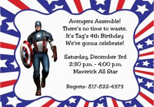 Personalized Captain America Birthday Invitations 10 Captain America Invitations with Envelopes Free Return