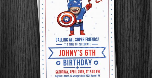 Personalized Captain America Birthday Invitations Captain America Custom Birthday Invitation by Phorestdesign
