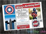 Personalized Captain America Birthday Invitations Personalized Custom Captain America Birthday Party