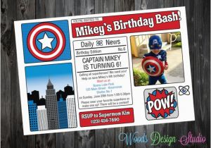 Personalized Captain America Birthday Invitations Personalized Custom Captain America Birthday Party
