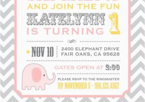 Personalized Circus Birthday Invitations Circus Elephant Personalized Girls Birthday Invitation