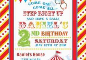 Personalized Circus Birthday Invitations Custom Carnival Circus Birthday Party Invitation by