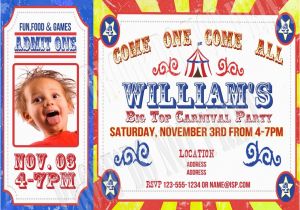 Personalized Circus Birthday Invitations Personalized Photo Invitations Cmartistry Carnival