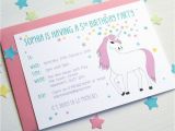 Personalized Invites for Birthday Unicorn Personalised Birthday Party Invitations by