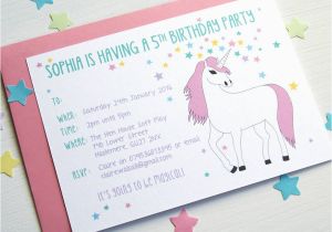 Personalized Invites for Birthday Unicorn Personalised Birthday Party Invitations by