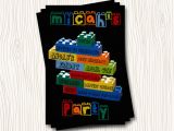 Personalized Lego Birthday Invitations Custom Lego Building Block Birthday Party Invitation Ebay