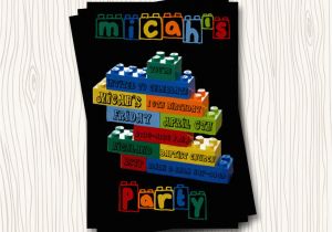 Personalized Lego Birthday Invitations Custom Lego Building Block Birthday Party Invitation Ebay