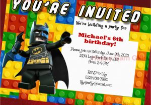 Personalized Lego Birthday Invitations Lego Birthday Invitation Lego Movie Lego Batman by