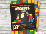 Personalized Lego Birthday Invitations Lego Birthday Invitation Personalized Lego Block Party