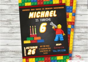 Personalized Lego Birthday Invitations Lego Birthday Invitation Personalized Lego Block Party