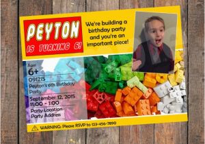 Personalized Lego Birthday Invitations Lego Box Birthday Invitation Personalized with Your Info and