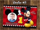 Personalized Mickey Mouse 1st Birthday Invitations Mickey Mouse Baby First Birthday Party Photo Invitations