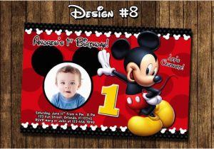 Personalized Mickey Mouse 1st Birthday Invitations Mickey Mouse Baby First Birthday Party Photo Invitations