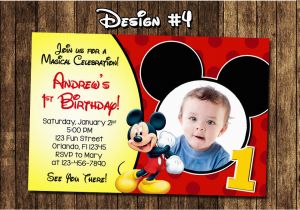 Personalized Mickey Mouse 1st Birthday Invitations Mickey Mouse Baby First Birthday Party Photo Invitations