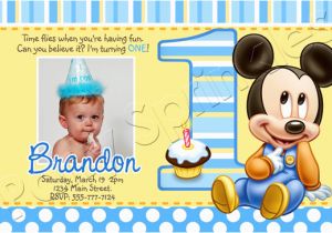 Personalized Mickey Mouse 1st Birthday Invitations Mickey Mouse First Birthday Invitations 2 Eysachsephoto Com