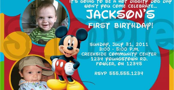 Personalized Mickey Mouse 1st Birthday Invitations Mickey Mouse Photo Birthday Invitations Drevio