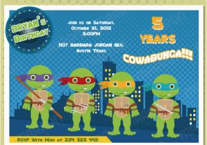 Personalized Ninja Turtle Birthday Invitations Marron Studio Teenage Mutant Ninja Turtles Inspired