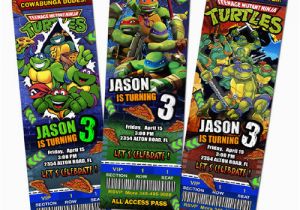 Personalized Ninja Turtle Birthday Invitations Mutant Ninja Turtles Tmnt Teenage Ticket Birthday Party