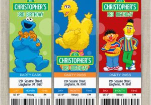 Personalized Sesame Street Birthday Invitations Personalized Sesame Street Birthday Ticket Invitation Cards