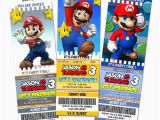 Personalized Super Mario Birthday Invitations Super Mario Birthday Ticket Invitations Printable Custom