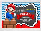 Personalized Super Mario Birthday Invitations Super Mario Brothers Birthday Invitation Chalkboard Chevron