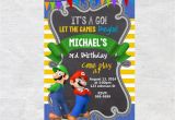 Personalized Super Mario Birthday Invitations Super Mario Brothers Birthday Invitation Chalkboard Chevron