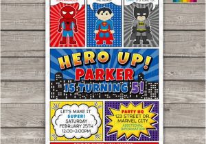 Personalized Superhero Birthday Invitations Superhero Birthday Invitation Personalized Digital