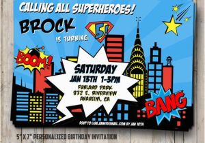 Personalized Superhero Birthday Invitations Superhero Birthday Invitation Personalized for Your Party