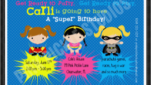 Personalized Superhero Birthday Invitations Superhero Girls Personalized Party Invitation