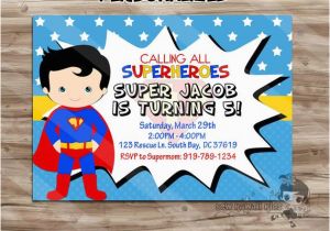 Personalized Superman Birthday Invitations Superman Birthday Invitation Personalized Superman Invite