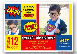 Personalized Superman Birthday Invitations Superman Birthday Invitation with Photo Printable Boy Girl