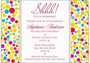 Personalized Surprise Birthday Invitations Colorful Dots Red Surprise Birthday Invitations Paperstyle