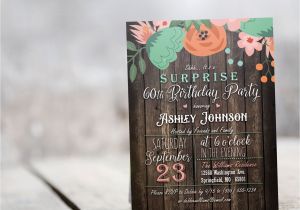 Personalized Surprise Birthday Invitations Rustic Surprise Party Invitation Personalized Printable