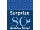 Personalized Surprise Birthday Invitations Surprise 80th Birthday Blue Diamond Pattern Personalized