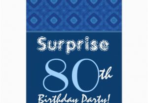 Personalized Surprise Birthday Invitations Surprise 80th Birthday Blue Diamond Pattern Personalized