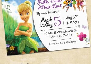 Personalized Tinkerbell Birthday Invitations Disney Fairies Custom Birthday Invitation Custom Invitation