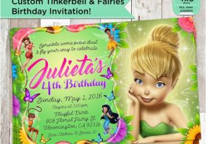 Personalized Tinkerbell Birthday Invitations Tinkerbell Invitation Custom Tinkerbell Fairy Birthday