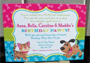 Pet Birthday Invitations Cat and Dog Invitation Printable or Printed with Free Shipping