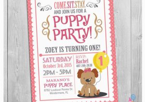 Pet Birthday Invitations Puppy Invitation Custom Printable Girls Puppy First Birthday