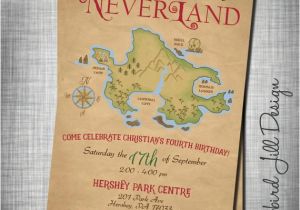 Peter Pan Birthday Party Invitations Neverland Birthday Invitation Peter Pan Party Treasure Map