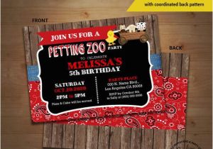 Petting Zoo Birthday Party Invitations Petting Zoo Birthday Party Invitation Farm Petting Zoo Bandana