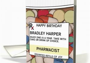 Pharmacist Birthday Card Customizable Name Happy Birthday for A Pharmacist Pill