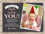 Photo Thank You Cards 1st Birthday Girls 1st Birthday Thank You Card Digital by Inkandcarddesigns