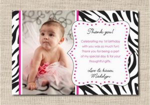 Photo Thank You Cards 1st Birthday Zebra Print Photo Thank You Cards Printable Photo Thank You