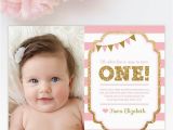 Photo Thank You Cards First Birthday 1st Birthday Thank You Card 1st Birthday Thank You Note Pink