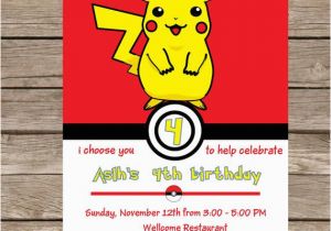 Pikachu Birthday Invitations Items Similar to Pokemon Pikachu Invitation Pokemon
