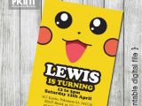 Pikachu Birthday Invitations Party Invitations Pikachu Pokemon 5×7 by