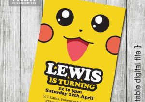 Pikachu Birthday Invitations Party Invitations Pikachu Pokemon 5×7 by