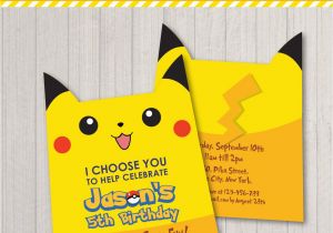 Pikachu Birthday Invitations Pokemon Inspired Birthday Party Invitation Pikachu Character