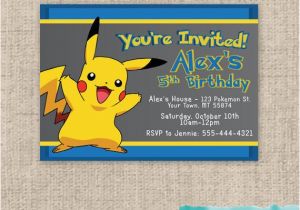 Pikachu Birthday Invitations Pokemon Pikachu Birthday Invitation Custom Birthday Boy